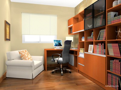 書房裝修效果圖_加州夢家具書房效果圖C3934_尚品宅配