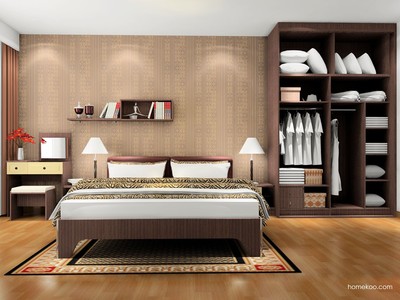 臥房裝修效果圖_卡羅摩卡家具臥房效果圖A17699_尚品宅配