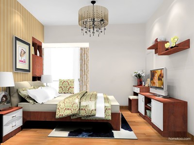 臥房裝修效果圖_挪威月色家具臥房效果圖A17925_尚品宅配